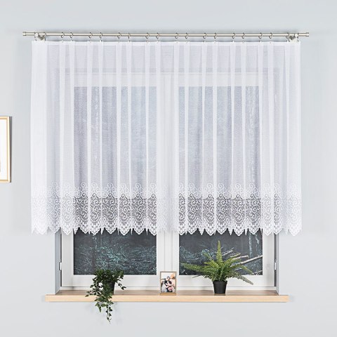 Firanka biała żakardowa pasowa wys.120cm 001539 Firanka biała żakardowa pasowa wys.120cm 001539