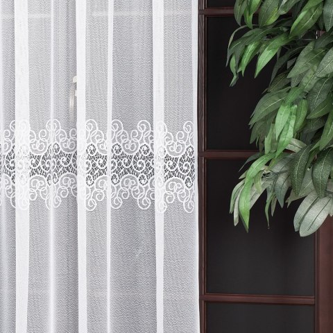 Firanka biała żakardowa pasowa wys.250cm 001539 Firanka biała żakardowa pasowa wys.250cm 001539