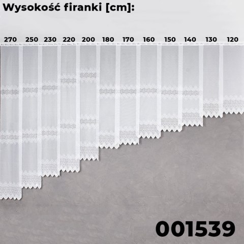 Firanka biała żakardowa pasowa wys.250cm 001539 Firanka biała żakardowa pasowa wys.250cm 001539