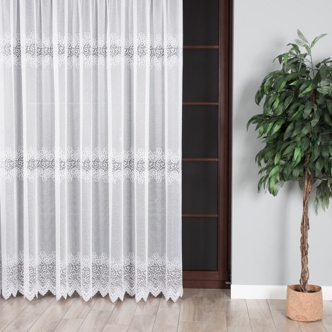 Firanka biała żakardowa pasowa wys.250cm 001539 Firanka biała żakardowa pasowa wys.250cm 001539