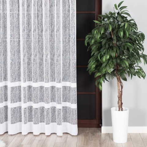 Firanka biała żakardowa pasowa, wys. 250cm 018352 Firanka biała żakardowa pasowa, wys. 250cm 018352