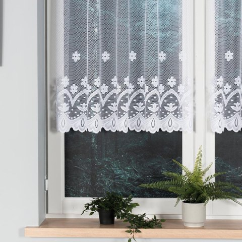 Zazdrostka firanka biała żakardowa z samym dołem wys.100cm 004421 Zazdrostka firanka biała żakardowa z samym dołem wys.100cm 004421