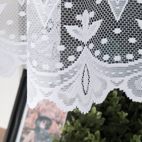 Firanka biała żakardowa z samym dołem wys.130cm 004421 Firanka biała żakardowa z samym dołem wys.130cm 004421
