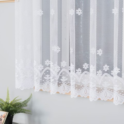 Firanka biała żakardowa z samym dołem wys.150cm 004421 Firanka biała żakardowa z samym dołem wys.150cm 004421
