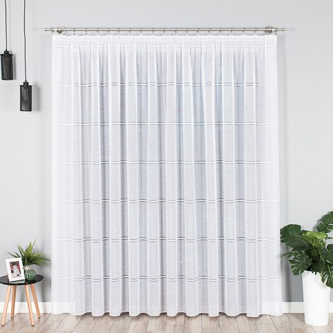 Firanka biała fantazyjna z ołowianką z błyskiem wys.300cm 016963 Firanka biała fantazyjna z ołowianką z błyskiem wys.300cm 016963