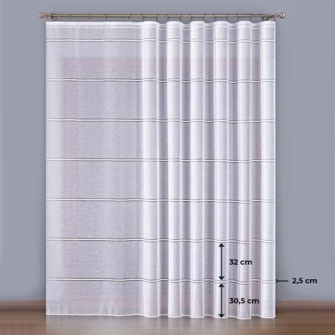 Firanka biała fantazyjna z ołowianką z błyskiem wys.300cm 016963 Firanka biała fantazyjna z ołowianką z błyskiem wys.300cm 016963