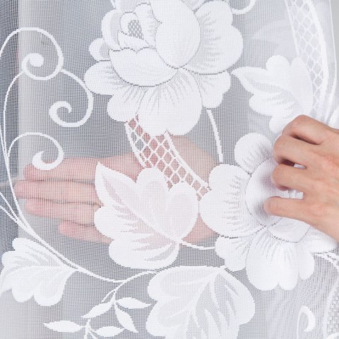 Firanka biała żakardowa po całości, wys. 150cm 023006 Firanka biała żakardowa po całości, wys. 150cm 023006