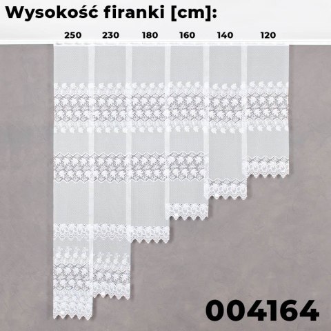 Firanka biała żakardowa pasowa, wys.250cm 004164 Firanka biała żakardowa pasowa, wys.250cm 004164