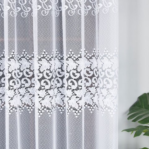 Firanka biała żakardowa pasowa wys.250cm 004465 Firanka biała żakardowa pasowa wys.250cm 004465