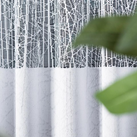 Firanka biała żakardowa pasowa, wys. 100cm 018352 Firanka biała żakardowa pasowa, wys. 100cm 018352