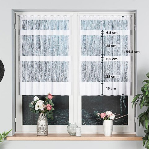 Firanka biała żakardowa pasowa, wys. 100cm 018352 Firanka biała żakardowa pasowa, wys. 100cm 018352