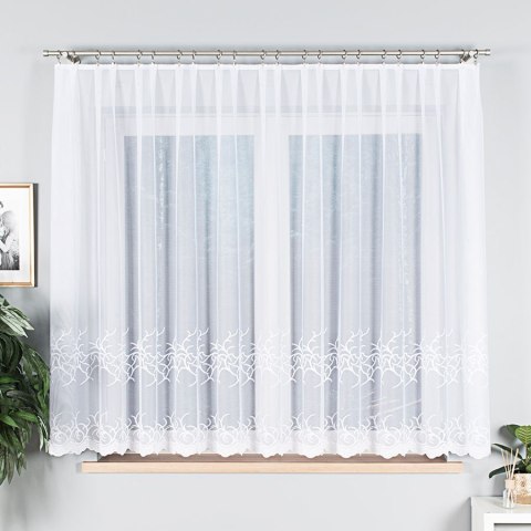 Firanka biała żakardowa pasowa wys.160cm 023297 Firanka biała żakardowa pasowa wys.160cm 023297