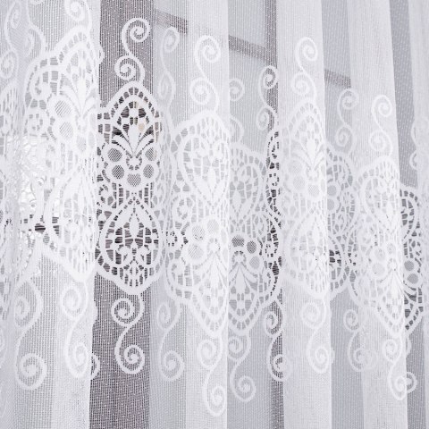 Firanka biała żakardowa pasowa wys. 250cm 018495 Firanka biała żakardowa pasowa wys. 250cm 018495