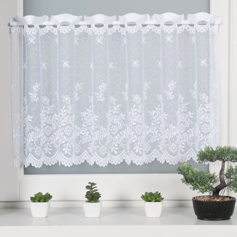 Zazdrostka biała żakardowa po całości, wys.90cm, Karolina 054160 Zazdrostka biała żakardowa po całości, wys.90cm, Karolina 054160