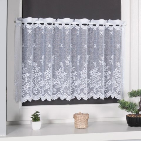 Zazdrostka biała żakardowa po całości, wys.90cm, Karolina 054160 Zazdrostka biała żakardowa po całości, wys.90cm, Karolina 054160