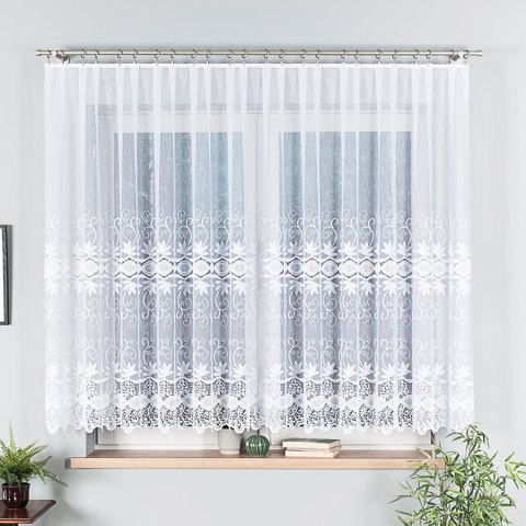 Firanka biała żakardowa pasowa wys.150cm 018960 Firanka biała żakardowa pasowa wys.150cm 018960