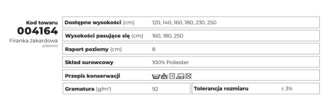 Firanka biała żakardowa pasowa, wys.250cm 004164 Firanka biała żakardowa pasowa, wys.250cm 004164