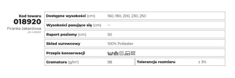 Firanka biała żakardowa po całości, wys.200cm 018920 Firanka biała żakardowa po całości, wys.200cm 018920