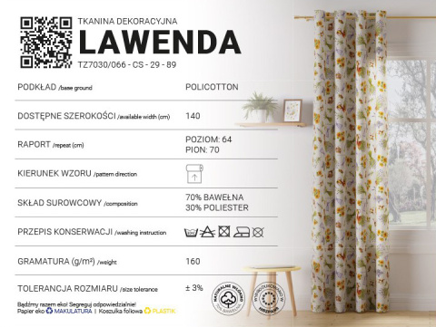 LAWENDA Tkanina na zasłony, szer.140cm TZ7030 LAWENDA Tkanina na zasłony, szer.140cm TZ7030