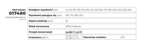 DEMETRIA Zazdrostka biała żakardowa pasowa, wys. 60cm 017480 DEMETRIA Zazdrostka biała żakardowa pasowa, wys. 60cm 017480