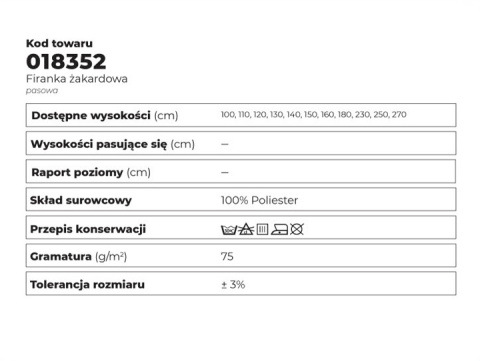 WIKTORIA Firanka gotowa, 160x310cm, kolor biały 018352 WIKTORIA Firanka gotowa, 160x310cm, kolor biały 018352
