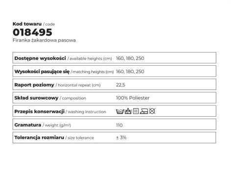 Firanka biała żakardowa pasowa wys.160cm Firanka biała żakardowa pasowa wys.160cm