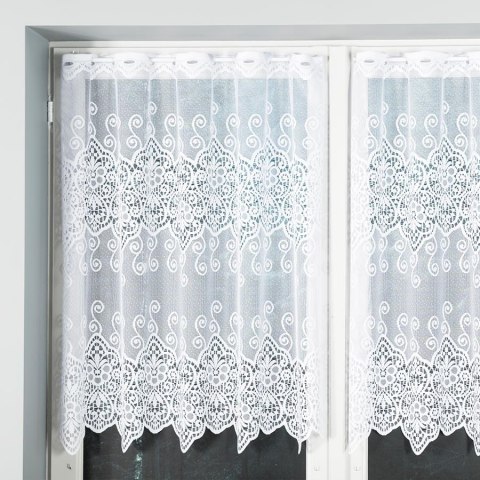 Firanka żakardowa, pasowa, wys.100cm, kolor biały 018495 Firanka żakardowa, pasowa, wys.100cm, kolor biały 018495