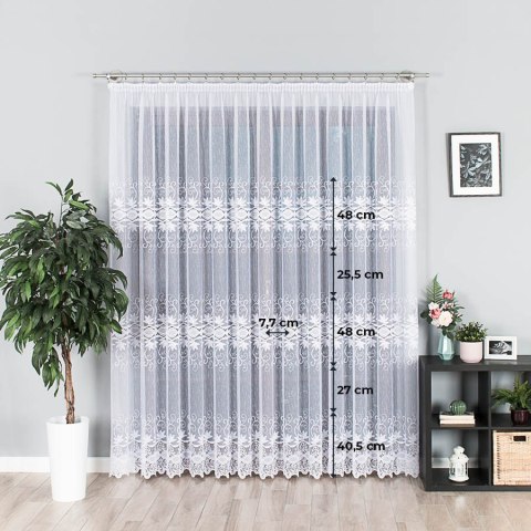 Firanka żakardowa, pasowa, wys.200cm, kolor biały 018960 Firanka żakardowa, pasowa, wys.200cm, kolor biały 018960