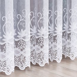 Firanka żakardowa ze wzorem pasowym, wys.230cm, kolor biały 018960