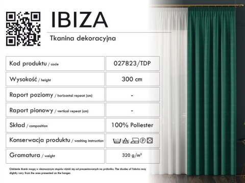 IBIZA Tkanina na zasłony, wys.300cm, kolor chłodny szary 027823 IBIZA Tkanina na zasłony, wys.300cm, kolor chłodny szary 027823