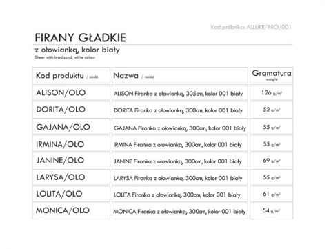 WOALIA Firanka z ołowianką, wys.300cm, kolor biały WOALIA Firanka z ołowianką, wys.300cm, kolor biały