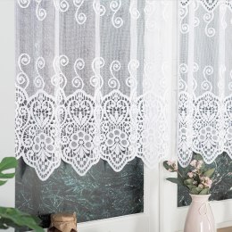 Firanka żakardowa ze wzorem pasowym, wys.120cm, kolor biały 018495