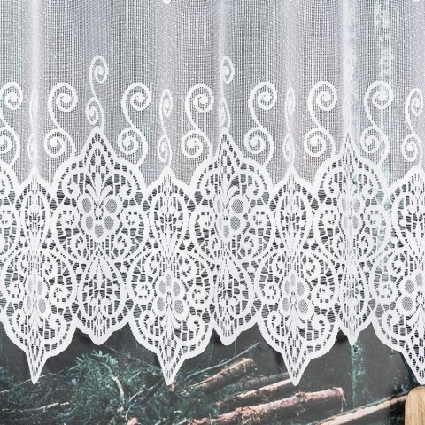 Firanka żakardowa ze wzorem pasowym, wys.120cm, kolor biały 018495 Firanka żakardowa ze wzorem pasowym, wys.120cm, kolor biały 018495