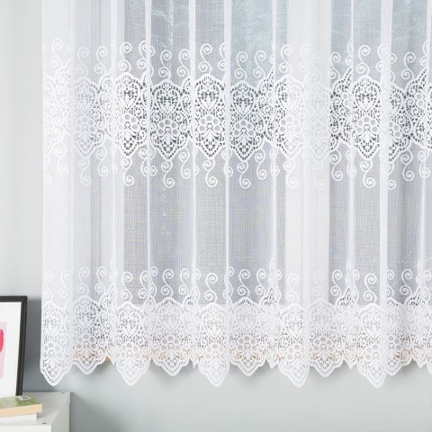 Firanka żakardowa ze wzorem pasowym, wys.170cm, kolor biały 018495 Firanka żakardowa ze wzorem pasowym, wys.170cm, kolor biały 018495