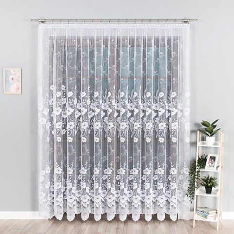 Firanka żakardowa ze wzorem po całości, wys.230cm, kolor biały 018041 Firanka żakardowa ze wzorem po całości, wys.230cm, kolor biały 018041