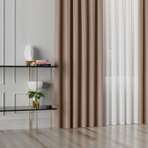 GRETA Tkanina na zasłony typu dimout/blackout, wys. 320cm, kolor jasny brązowy 004204 GRETA Tkanina na zasłony typu dimout/blackout, wys. 320cm, kolor jasny brązowy 004204