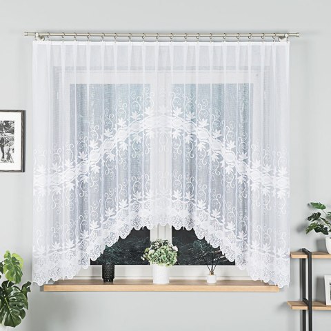 JOWITA Firanka żakardowa gotowa ze wzorem pasowym, 160x300cm, kolor biały 018960 JOWITA Firanka żakardowa gotowa ze wzorem pasowym, 160x300cm, kolor biały 018960