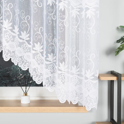 JOWITA Firanka żakardowa gotowa ze wzorem pasowym, 160x300cm, kolor biały 018960 JOWITA Firanka żakardowa gotowa ze wzorem pasowym, 160x300cm, kolor biały 018960