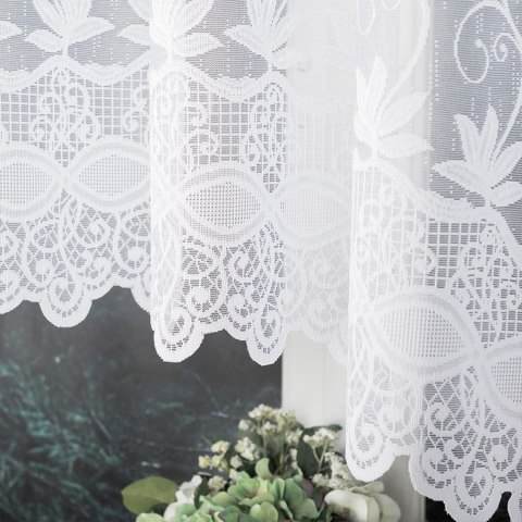 JOWITA Firanka żakardowa gotowa ze wzorem pasowym, 160x300cm, kolor biały 018960 JOWITA Firanka żakardowa gotowa ze wzorem pasowym, 160x300cm, kolor biały 018960