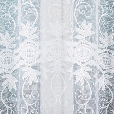 JOWITA Firanka żakardowa gotowa ze wzorem pasowym, 160x300cm, kolor biały 018960 JOWITA Firanka żakardowa gotowa ze wzorem pasowym, 160x300cm, kolor biały 018960
