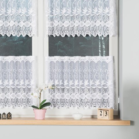 Zazdrostka żakardowa ze wzorem pasowym, wys.50cm, kolor biały 018960 Zazdrostka żakardowa ze wzorem pasowym, wys.50cm, kolor biały 018960