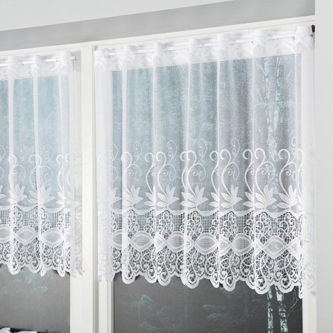 Zazdrostka żakardowa ze wzorem pasowym, wys.70cm, kolor biały 018960 Zazdrostka żakardowa ze wzorem pasowym, wys.70cm, kolor biały 018960