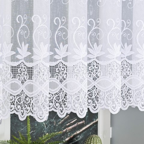 Firanka żakardowa ze wzorem pasowym, wys.130cm, kolor biały 018960 Firanka żakardowa ze wzorem pasowym, wys.130cm, kolor biały 018960