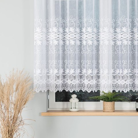 Firanka żakardowa, pasowa, wys. 140cm, kolor biały 018960 Firanka żakardowa, pasowa, wys. 140cm, kolor biały 018960