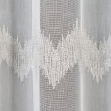Firanka haftowana ze wzorem pasowym z ołowianką, wys.160cm, kolor biały z szarym i srebrnym 112750/OLO/002/000160/1