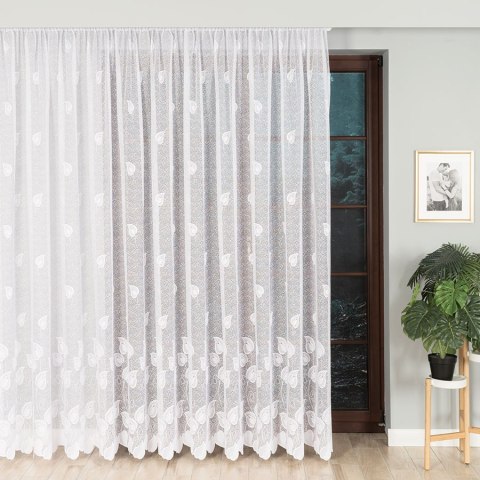 Firanka żakardowa ze wzorem po całości, wys. 250cm, kolor biały 023097 Firanka żakardowa ze wzorem po całości, wys. 250cm, kolor biały 023097