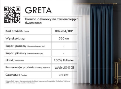 GRETA Tkanina na zasłony typu dimout/blackout, wys. 320cm, kolor ciemny beżowy 004204 GRETA Tkanina na zasłony typu dimout/blackout, wys. 320cm, kolor ciemny beżowy 004204