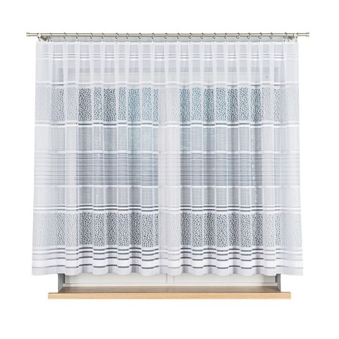 Firanka żakardowa ze wzorem pasowym, wys. 150cm, kolor szary 017834/000/049/000150/1 Firanka żakardowa ze wzorem pasowym, wys. 150cm, kolor szary 017834/000/049/000150/1