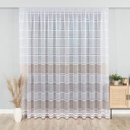 Firanka żakardowa ze wzorem pasowym, wys. 250cm, kolor stare złoto 017834/000/027/000250/1