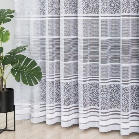 Firanka żakardowa ze wzorem pasowym, wys. 250cm, kolor szary 017834/000/049/000250/1 Firanka żakardowa ze wzorem pasowym, wys. 250cm, kolor szary 017834/000/049/000250/1